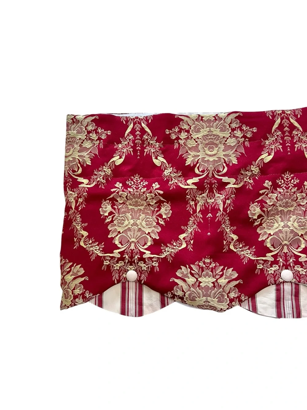 Waverly Chatham Rose Momento Valance Merlot Gold Stripe 17” By 76”